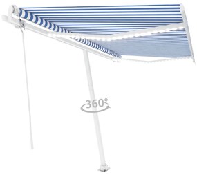 Tenda Automatica con Sensore Vento e LED 450x350 cm Blu Bianca