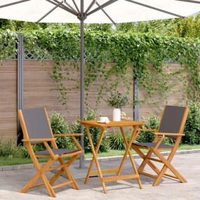 Set Da Bistrot 3pz Antracite İn Tessuto E Legno Massello /