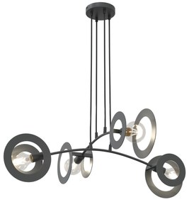 Lampadario a sospensione in acciaio EUFORIA 4 nero 4xE27