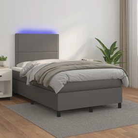 Giroletto molle con materasso e led grigio 120x190cm similpelle