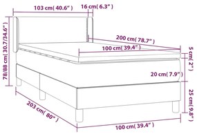 Giroletto a Molle con Materasso Crema 100x200 cm in Tessuto