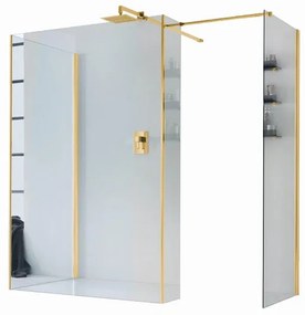 Doccia walk in L 68, H 200 cm, vetro 6 mm trasparente oro