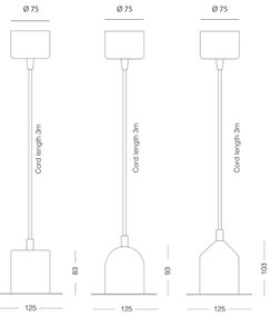Set di 3 lampade a sospensione nere Hat - EMKO