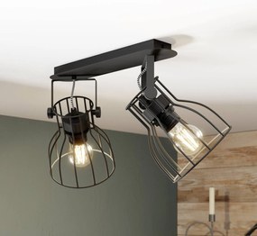 TK Lighting Plafoniera Alano, nera, versione a 2 luci