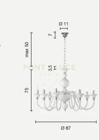 Lampadario tebe 8 luci trasparente e cromo attacco e14 d.87cm
