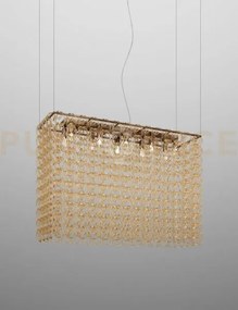 Giogali sospensione re1 cristallo ambra e bronzo opaco 10 luci atta...