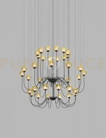 Puppet sospensione 36p ambra trasparente nero opaco 36 luci attacco g9