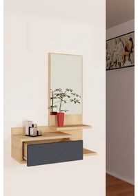 Mensola da parete con specchio ROZELLA 90x60 cm beige/antracite