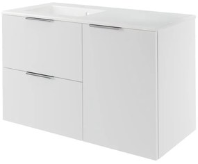 Mobile da bagno sotto lavabo Neo bianco laccato L 105 x H 64 x P 48 cm 2 cassetti 1 anta, lavabo non incluso