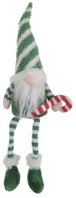 Gnomo Natale gambemolli 41 cm righe verde bianco