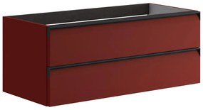 Mobile da bagno sospeso sotto lavabo L 99.5 x H 40 x P 45.5 cm bordeaux laccato opaco, 2 cassetti VISOBATH Fusion