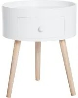 Tavolino da Salotto Moderno con Cassetto in Legno Bianco 38x45 cm