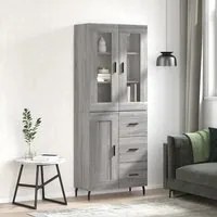 Credenza Grigio Sonoma 69,5x34x180 cm in Legno Multistrato 3198679