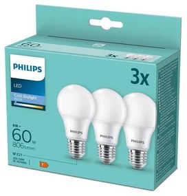 SET 3x Lampadina LED Philips A60 E27/8W/230V 6500K