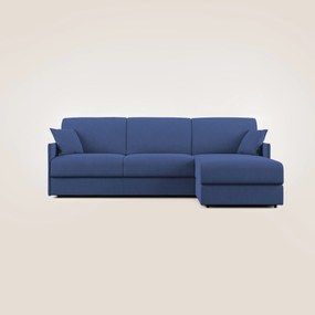 Evans Divano letto angolare con penisola in morbido tessuto impermeabile T02 blu