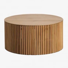 Tavolino rotondo in legno (Ø75 cm) Belmira Marrone Quercia - Sklum