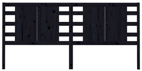 Testiera per letto nera 206x4x100 cm in legno massello di pino