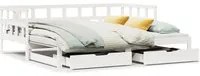 Dormeuse Letto Estraibile e Cassetti Bianco 90x200cm Legno Pino 3302202