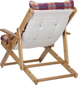 Poltrona in legno pieghevole 3 posizioni - cuscino tessuto Bordeaux