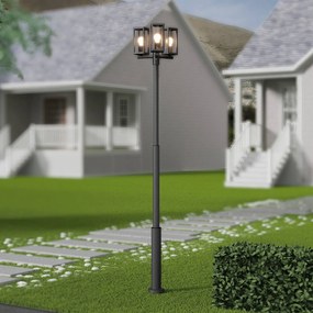 Lucande lampada da esterno Siveta, 240 cm, a 3 luci, nera, E27, IP65 Siveta Lucande, dimmerabile, Nero, Alluminio
