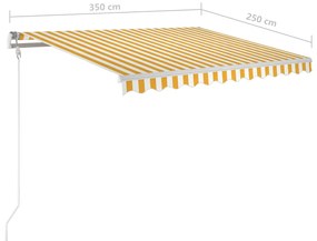 Tenda da Sole Retrattile Automatica Pali 3,5x2,5m Gialla Bianca