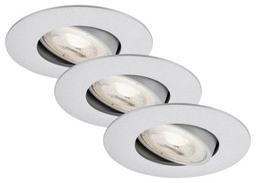 Set 3 Faretti Incasso Kulana Plastica Cromo Opaco Led Integrato 4,9W 3000K