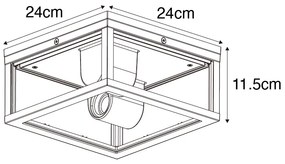 Plafoniera industriale marrone ruggine IP44 2 luci - Charlois