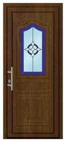 Portoncino d'ingresso 30012 L 90 x H 210 cm in PVC noce, apertura spingere a destra, falso telaio non incluso
