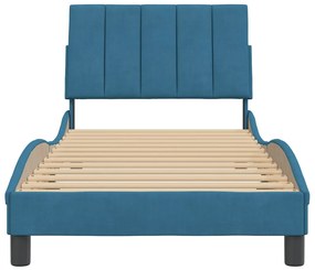 Giroletto con testiera blu 90x200 cm in velluto