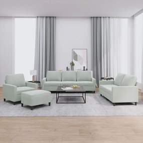 Set Di Divani 4 Pz Con Cuscini Grigio Chiaro İn Velluto /