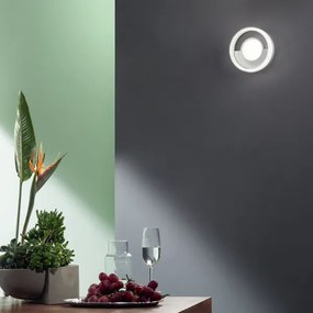 Applique in metallo Argento D20 cm con diffusore perimetrale Led ELISA