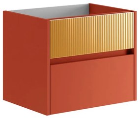 Mobile da bagno sotto lavabo Niwa paprika frontale in vetro senape laccato opaco L 59.5 x H 50 x P 45.5 cm 2 cassetti, lavabo non incluso