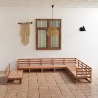 Set Divani da Giardino 10 pz Marrone Miele in Massello di Pino 3075867