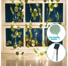 Aigostar - Catena solare LED 70xLED/4x1m IP65 bianco caldo eucalipto