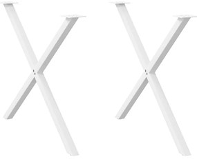 Gambe Tavolo Pranzo Forma X 2pz Bianco 90x(72-73)cm Acciaio /