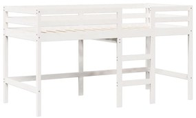 Letto a soppalco con tetto bianco 80x200 cm in legno di pino