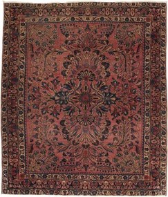 Antik Medaglione Floreale Rosso Antico Blu Scuro 165x195 Cm