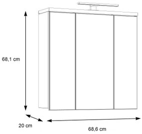 Mobile da bagno a parete con specchio VENOM antracite/marrone