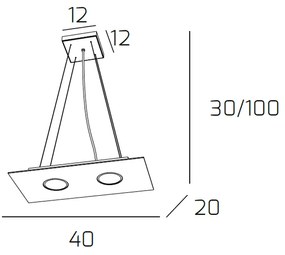 Sospensione Moderna Rettangolare Area Metallo Bianco Metallo 2 Luci Gx53