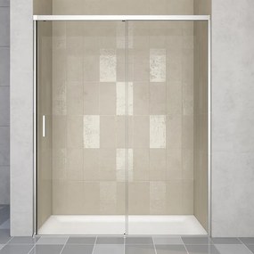 Porta doccia scorrevole L 118-119.5 cm x H 200 cm per nicchia in vetro trasparente SP. 6 mm, profilo cromo, serie Jazz