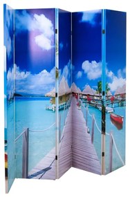 Paravento Pieghevole 200x170 Cm Con Stampa Spiaggia /