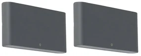 Set di 2 applique da esterno grigio scuro 17,5 cm con LED - Batt