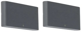 Set di 2 Applique da Esterno Grigio Scuro 17,5 cm Incl. LED - Batt