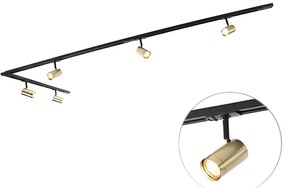 Sistema a binario intelligente nero con oro monofase 5 luci incl. Wifi GU10 - Jeana