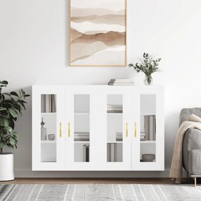 Armadietti A Parete 2 Pz Bianchi İn Legno Multistrato /