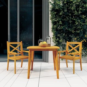 Set Mobili Da Pranzo Per Giardino 3 Pz Legno Massello Di Acacia /