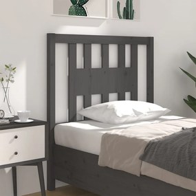Testiera Per Letto Grigia 106x4x100cm İn Legno Massello Di Pino /