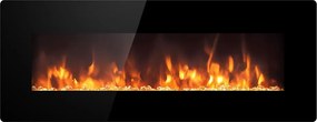 Camino Elettrico da Parete Effetto Fiamma 127x11x50 cm 900W/1800W Nero...