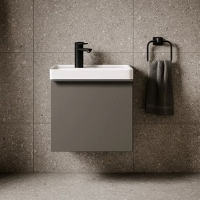 Mobile da bagno sospeso sotto lavabo Pixel plain 1 cassetto L 60 x H 40 x P 45.5 cm grigio carbone laccato opaco, con maniglia alluminio brillante