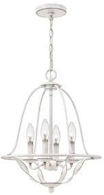 Lampadario Industrial Nordico Bradbury Acciaio Bianco Antico 4 Luci E14